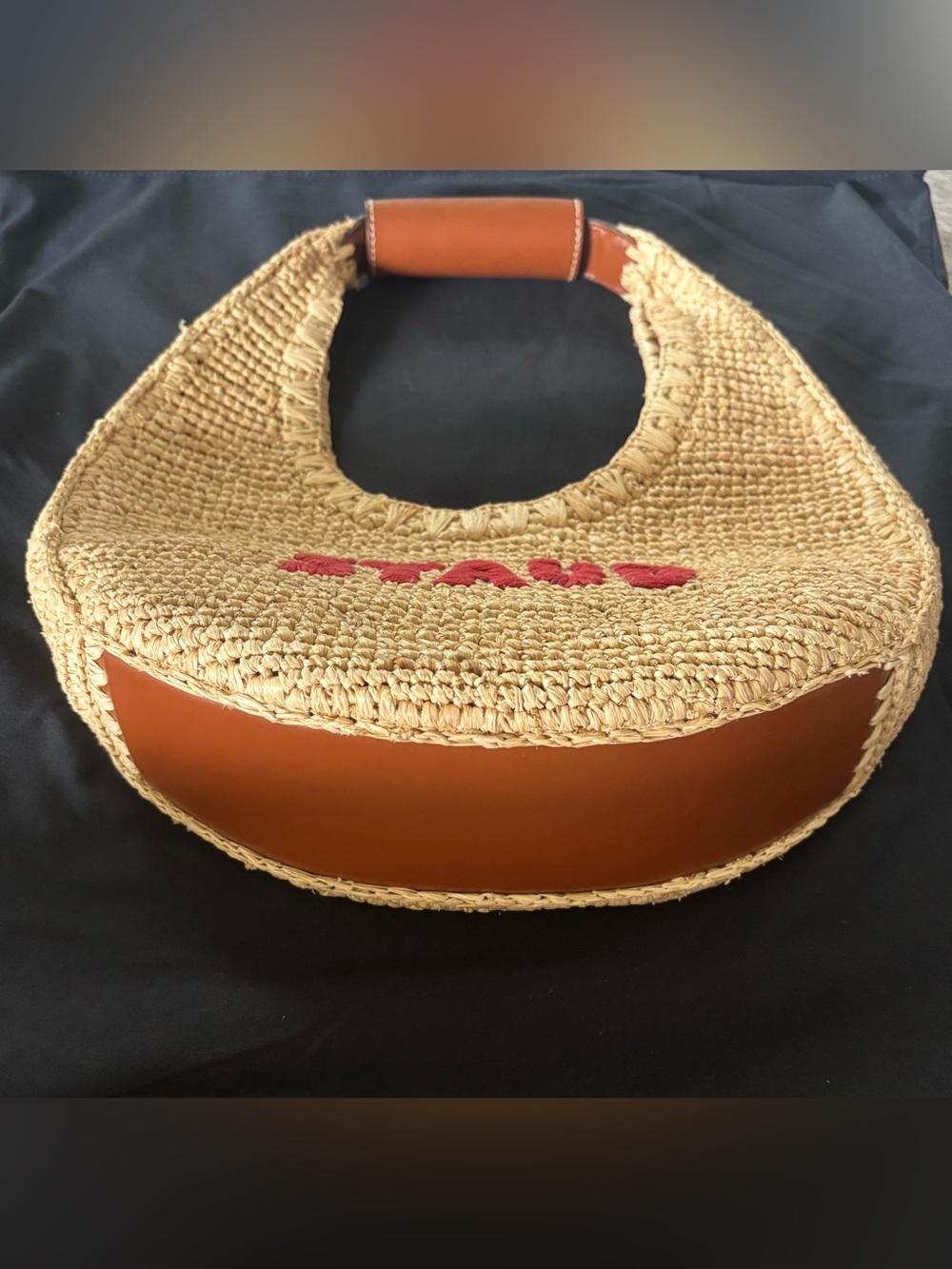 Staud Moon Shark Great White Raffia Shoulder Bag handbag - Picture 8 of 9